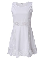 Women Lace Pelpum Sleeveless Pleated Mini Dress
