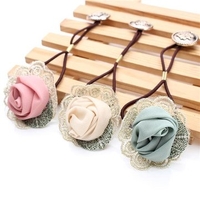 Women Lace Rose Flower Hair Band Rope Elastic Ponytail Holder Gift