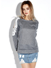 Women Lace Stitching Hollow Out Long Sleeve Loose O Neck T Shirt
