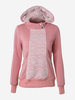 Women Lace Stitching Hooded Long Sleeve Hoodie
