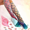 Women Ladies Beach Mermaid Fish Scale Cosplay Stockings Knee High Tail Fish Socks