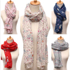 Women Ladies Chiffon Long Robin Print Scarf Bird Shawl Stole