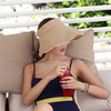 Women Ladies Foldable Solid Empty Top Beach Straw Hat Causal Wide Brim Sunscreen Sunshade Cap