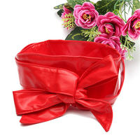 Women Ladies PU Leather Wrap Around Tie Corset Cinch Waist Wide Belt