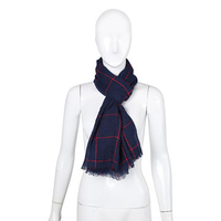 Women Ladies Pure Color Cotton Grid Tassel Scarves Linen Shawl