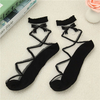 Women Ladies Sheer Mesh Lace Bow Dots Knit Flower Frill Trim Ankle Socks
