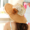 Women Ladies Summer Foldable Floral Lace Hat Wedding Church Derby Wide Brim Dress Party Cap