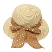 Women Ladies Summer Sun Beach Floppy Derby Hat Wide Large Brim Straw Bows Cap