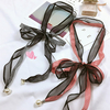 Women Ladies Vintage Skinny Scarf Double Layered Scarf Plaid Narrow Scarves