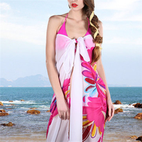 Women Lady Summer Beach Towel Chiffon Printing Oversized Scarf Sunscreen Towel Shawl Scarves