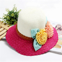 Women Lady Wide Brim Summer Beach Sun Hat Straw Floppy Foldable Flower Cap