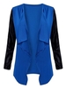 Women Lapel Pure Color Splicing Leather Sleeve Cardigan Coat