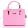Women Leather Contrast Color Paid Handbag