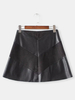 Women Leather Suede Stitching Mini Skirt