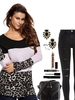 Women Leopard Color Block Long Sleeve O-Neck Casual T-shirts