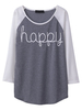 Women Letter Printed Long Sleeve Casual Loose Basic T-shirt
