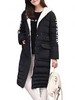 Women Letter Printed Long Sleeve Zipper Button Hooded Wadded Coat