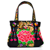 Women Linen Chinese National Style Flower Pattern Handbags Shoulder Bags Totes