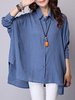 Women Long Batwing Sleeve High Low Pure Color Blouse