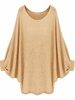 Women Long Batwing Sleeve O Neck Loose Knit Sweater