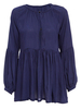 Women Long Lantern Sleeve Pleated Button Shirt Blouse