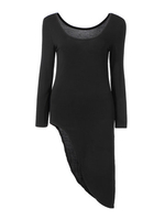 Women Long Sleeve Asymmetric Hem Tops