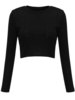 Women Long Sleeve Backless Criss Cross Cropped Short T-Shirt