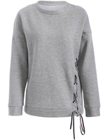 Women Long Sleeve Bandage O-Neck Casual Sweatshirts