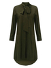 Women Long Sleeve Bow Asymmetrical Loose Chiffon Shirt Dress