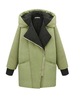Women Long Sleeve Cocoon Shape Oblique Zipper Cotton Coat