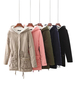 Women Long Sleeve Elastic Waist Mid-Long Thicken Coat