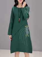 Women Long Sleeve Embroidered Dresses