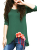 Women Long Sleeve Embroidered Irregular Loose T-Shirt