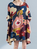 Women Long Sleeve Floral Printed Chiffon Loose Dresses