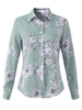 Women Long Sleeve Floral Printed Turn-down Collar Blouses