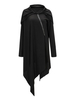 Women Long Sleeve Hooded Pure Color Irregular Zipper Long Sweatshirts