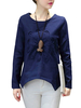 Women Long Sleeve Irregular Hem Flower Shirts