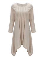 Women Long Sleeve Irregular Hem Pure Color Casual Dresses