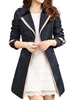 Women Long Sleeve Lapel Double Breasted Trench Coat With Belt