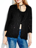 Women Long Sleeve Lapel Lace Crochet Hollow See Through Blazer