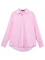 Women Long Sleeve Loose Turn-down Collar Blouse