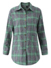 Women Long Sleeve Plaid Letter Printed Casual Blouse