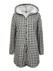 Women Long Sleeve Plaid Single Breasted Hooded Coat