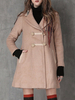 Women Long Sleeve Plate Buckle Pure Color Woolen Coats