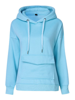 Women Long Sleeve Pullover Pure Color Hooded Sweatshirt