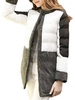 Women Long Sleeve Splicing Contrast Color Single Breasted Thicken Wadded Coat