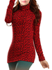 Women Long Sleeve Turtleneck Leopard Printed Velvet Bottoming T-Shirts