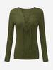 Women Long Sleeve V Neck Lace Up Knitted Sweaters
