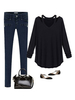 Women Long Sleeve V Neck Off Shoulder Loose T-shirt