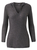 Women Long Sleeve V Neck Pure Color Hooded Knit Shirts